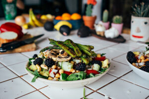 Grilled Veggie & Chickpea Salad with Berries and Seeds