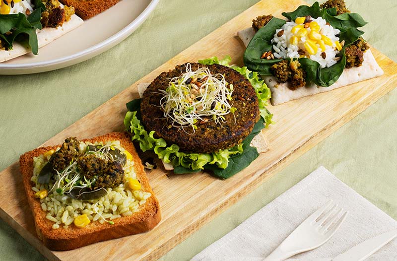 Veggie Falafel with Rice and Fresh Salad